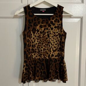 Vince Camuto Brown Peplum Tank Top